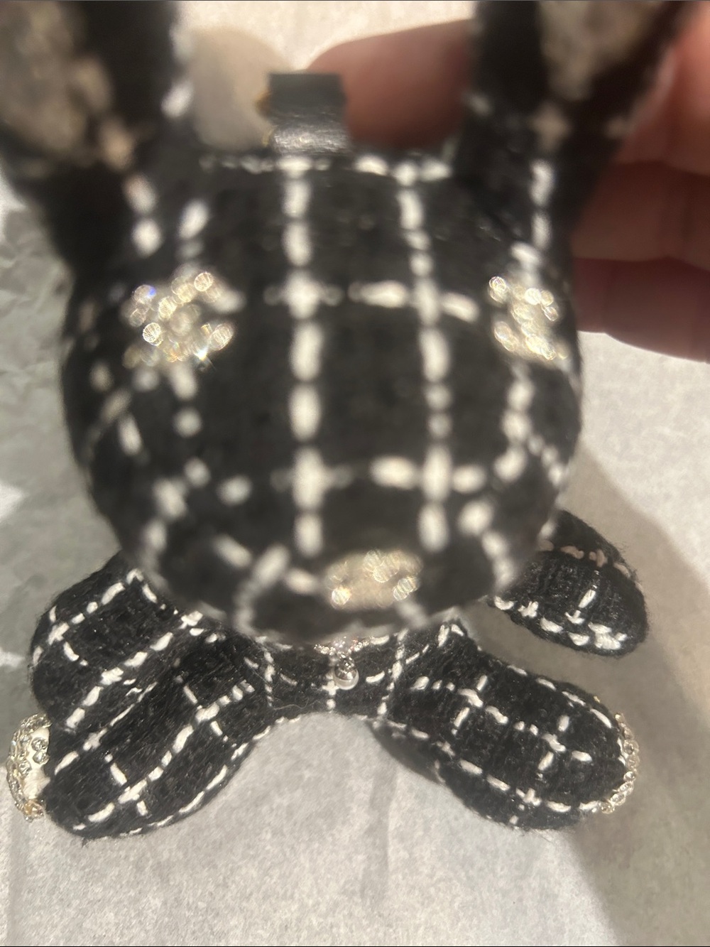 Luxury Black & White Patterned Bunny keychain /purse charm. - Picture 2 of 3